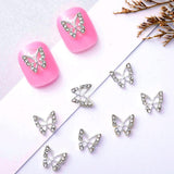 10 piezas de dijes de uñas de mariposa de aleación, piedras colgantes de Metal para decoración de uñas, piedras para diamantes, gemas, joyería de uñas, decoraciones artísticas, fabricación de joyas