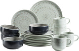 MÄSER 931744 Spicy Market Series, vajilla para 4 personas pintada a mano en diseño mediterráneo vintage, juego combinado de cerámica de 16 piezas, verde, gres