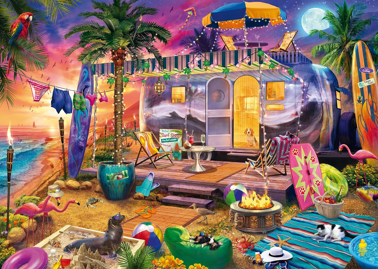 Schmidt Spiele 58573 Jeff Haynie, Mit Dem Wohnwagen Am Meer, rompecabezas de 1000 piezas Puzzle Naty Shop