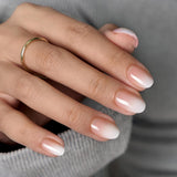 Btartbox Uñas Postizas Cuadradas Cortas Pegamento Baby Boomer En Uñas Postizas Rosa Degradado Blanco Uñas Artificiales Cortas con Pegamento para Uñas 30 Piezas Uñas Postizas Cuadradas