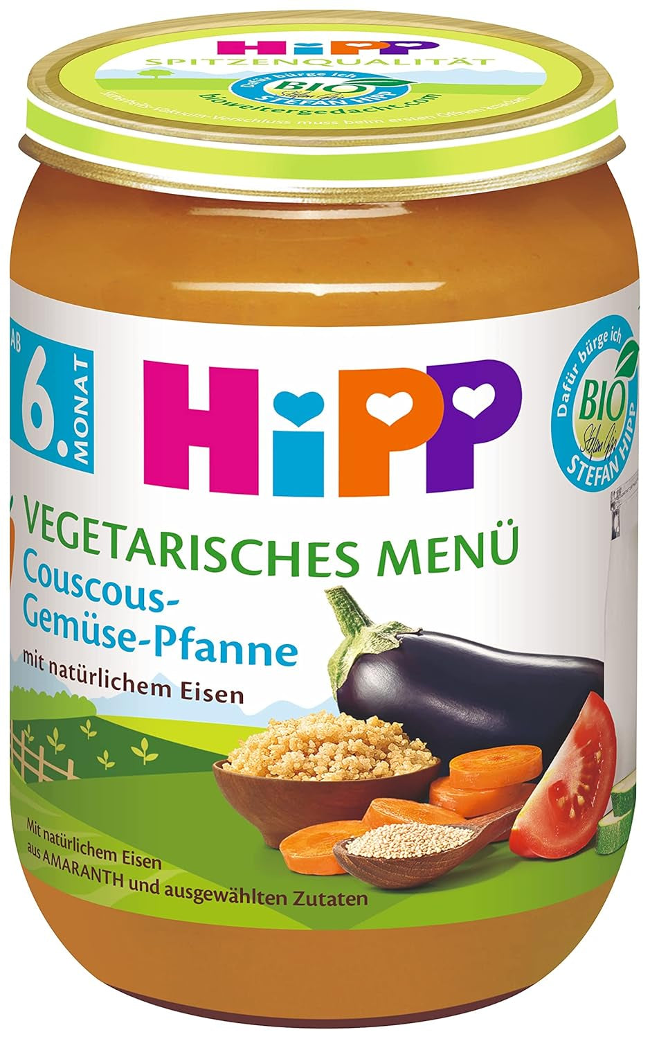 HiPP Comidas Orgánicas a Partir de 6 Meses Cuscús y Verduras Salteadas, Paquete de 6