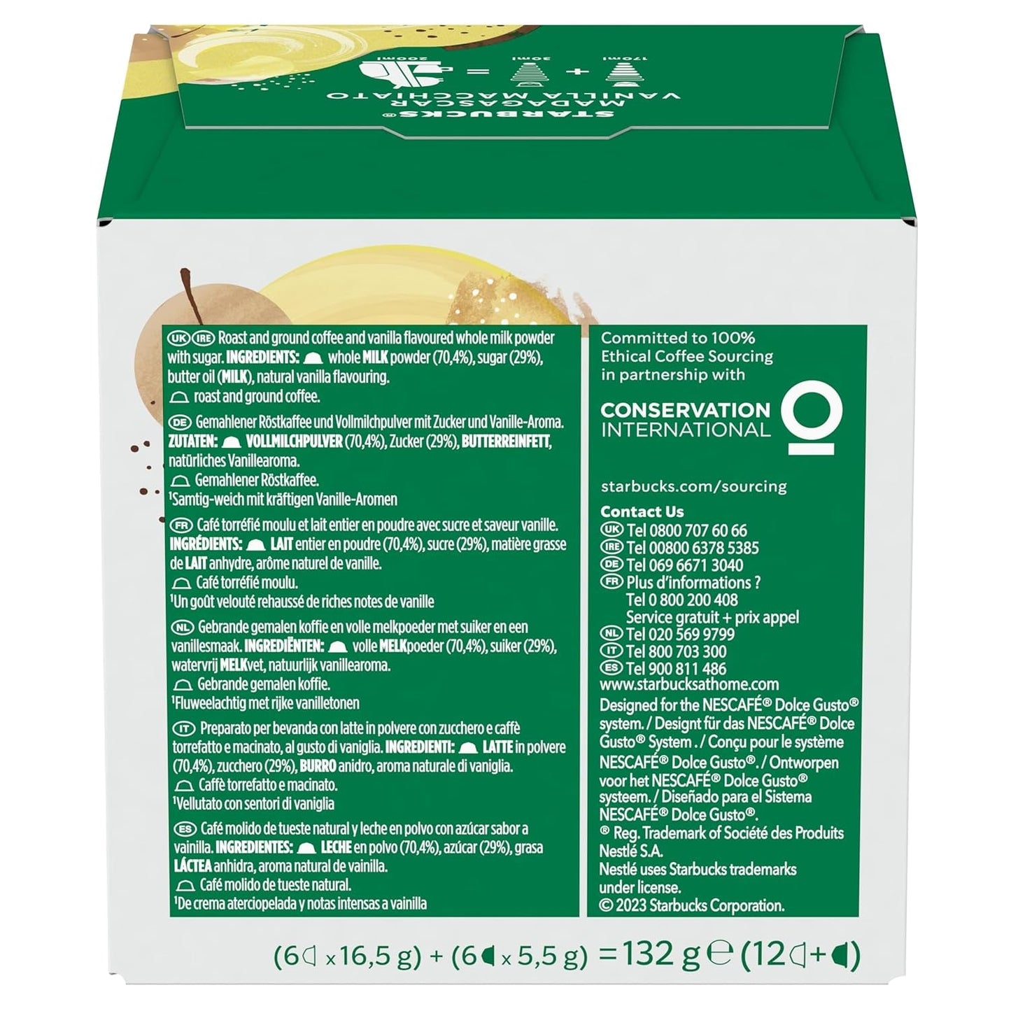 STARBUCKS Vanilla Macchiato de Nescafé Dolce Gusto Kaffeekapseln 6 x 12 (72 Kapseln)