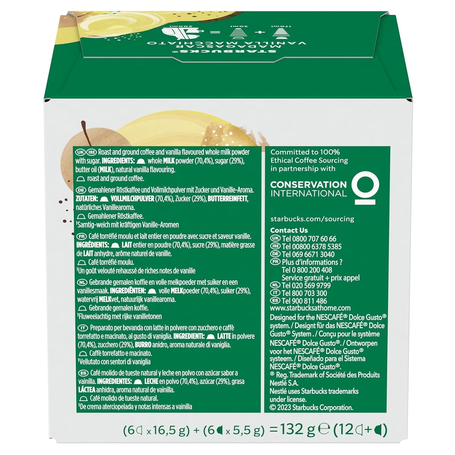 STARBUCKS Vanilla Macchiato de Nescafé Dolce Gusto Kaffeekapseln 6 x 12 (72 Kapseln)
