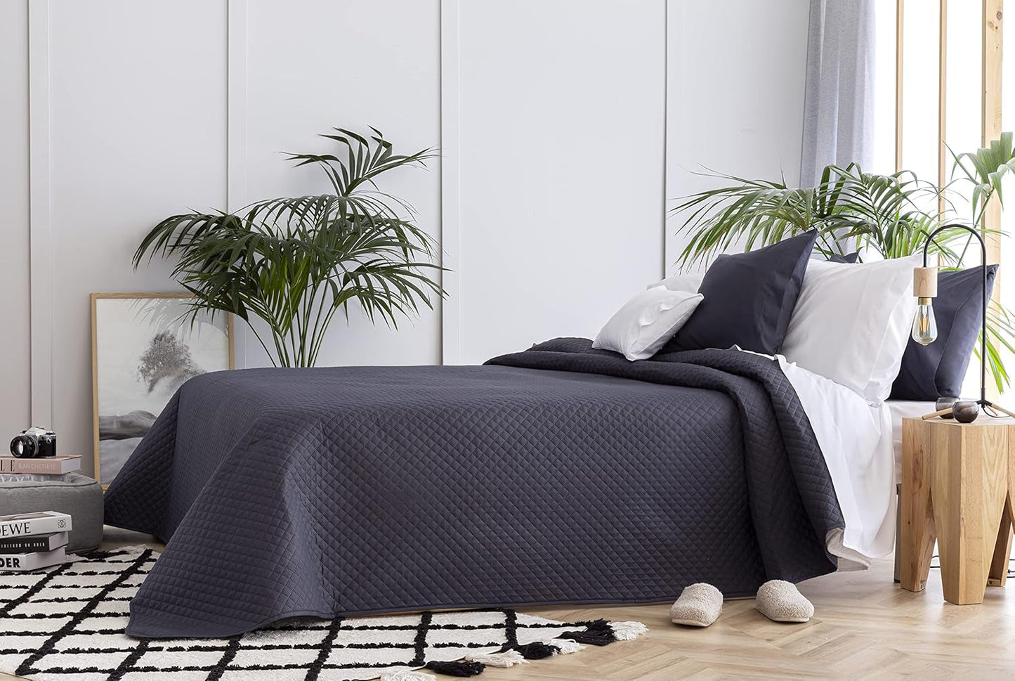 Todocama Fine Boutique Colcha con Estampado de Diamantes Primavera Verano Otoño Invierno 100% Microfibra Extra Suave Colcha Multifuncional 105-200 X 260cm Camas y Mantas Beige Besuche den Todocama-Store Gris Oscuro Cama 105 - 200X260Cm