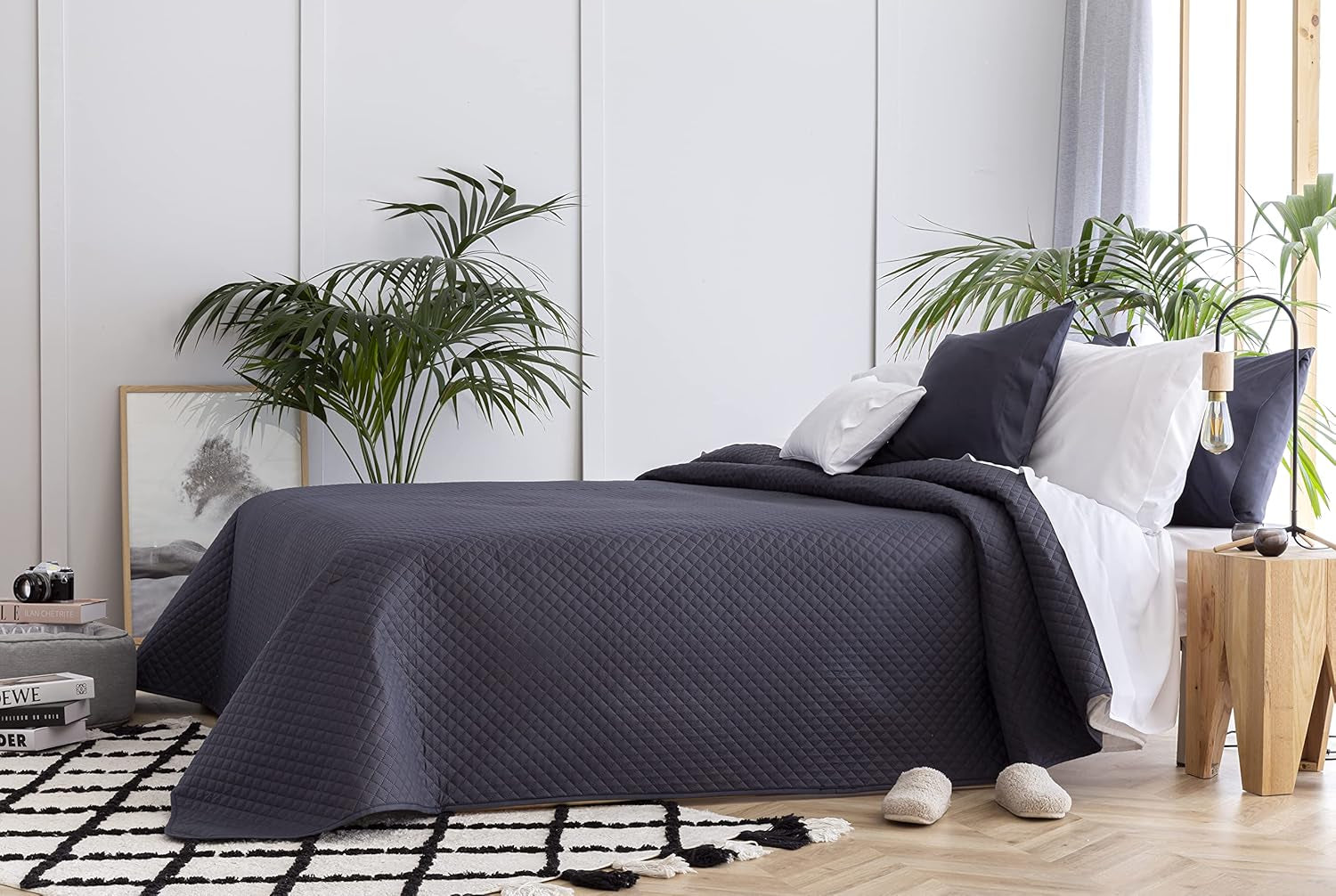 Todocama Fine Boutique Colcha con Estampado de Diamantes Primavera Verano Otoño Invierno 100% Microfibra Extra Suave Colcha Multifuncional 105-200 X 260cm Camas y Mantas Beige Besuche den Todocama-Store Gris Oscuro Cama 105 - 200X260Cm