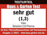 Cafetera CASO Selection C 10 Thermo Design – Carcasa de acero inoxidable, jarra isotérmica de 1,2 l (10 tazas), controles táctiles y temporizador, función Aroma PLUS, filtro permanente, filtro antigoteo