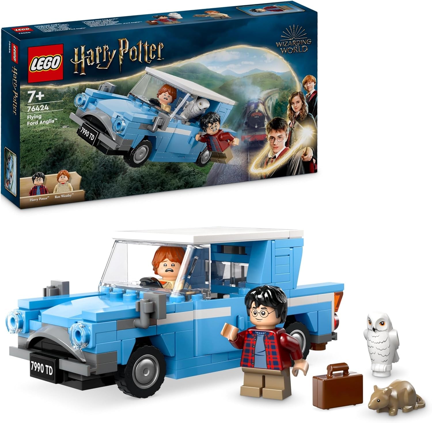 LEGO Harry Potter Ford Volador Inglaterra Coche de juguete de construcción para niños Regalo para niños, niñas y todos los fanáticos a partir de 7 años Juego de 2 minifiguras que incluye el juego de rol de Ron Weasley 76424 Juegos de construcción Besuche den LEGO-Store Default Title