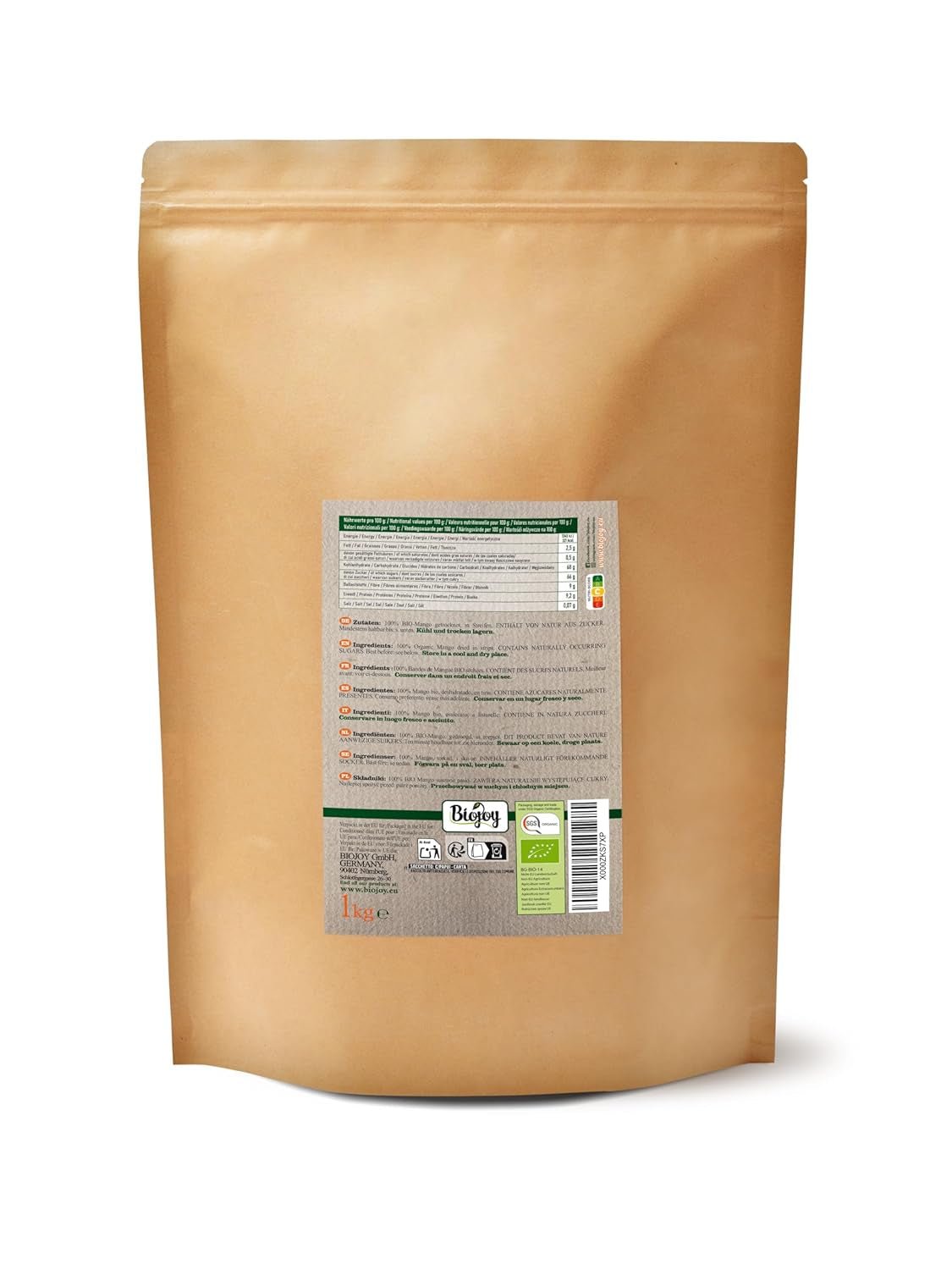Biojoy Mango seco BIO (1 kg), sin azufre Naty Shop productos deshidratados