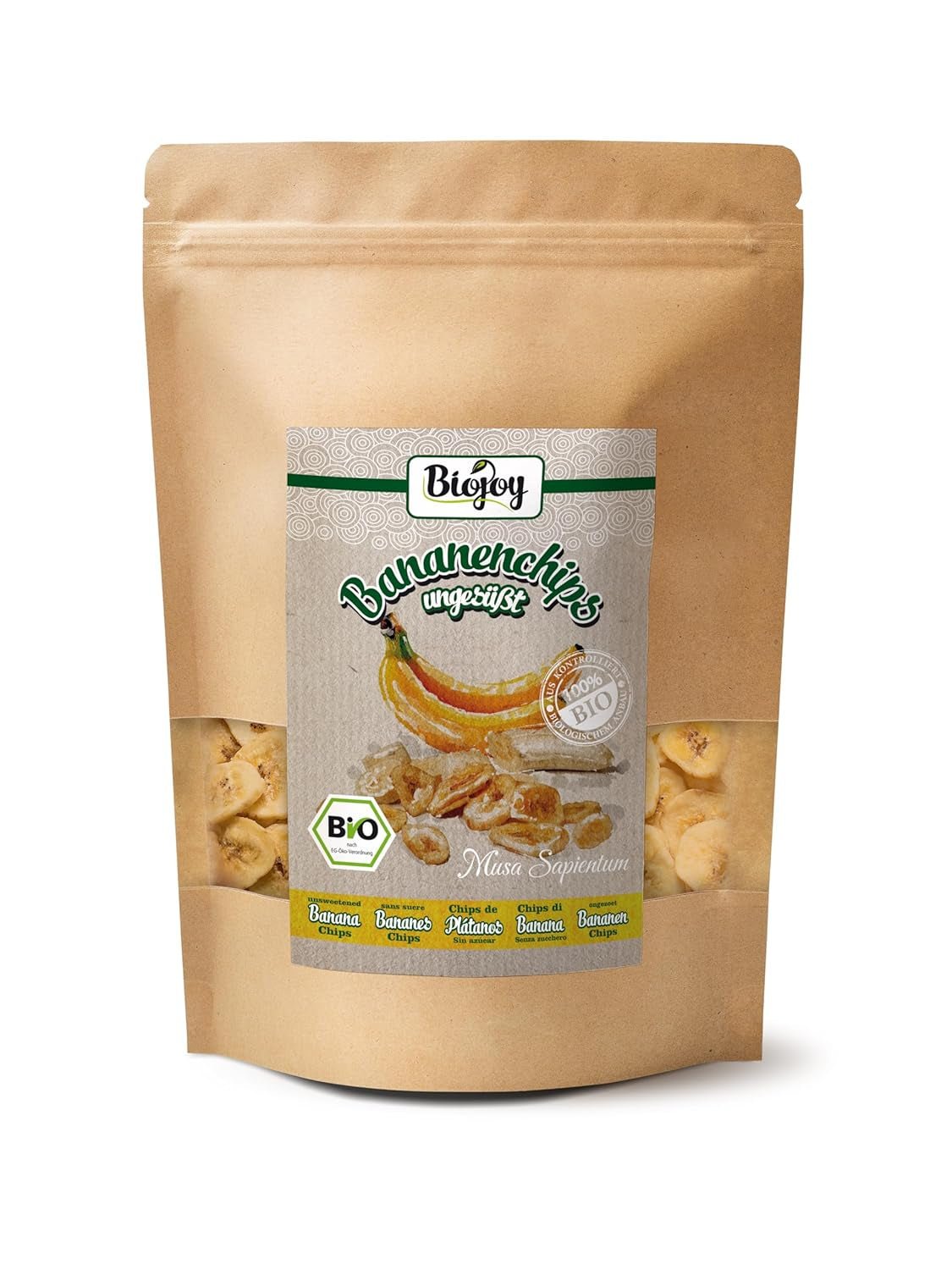 Biojoy chips de plátano ecológicos (500 g), secos y sin azufre Productos deshidratados Naty Shop 250 G