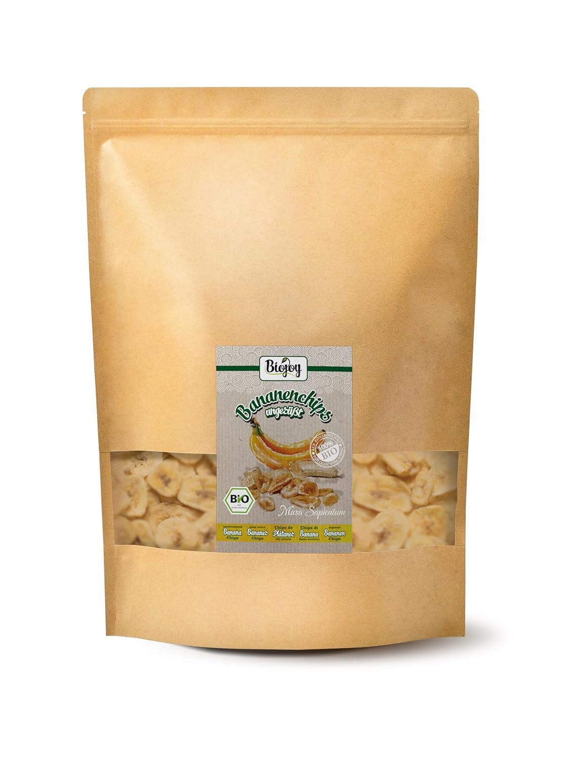 Biojoy chips de plátano ecológicos (500 g), secos y sin azufre Naty Shop productos deshidratados 1 kg (1 pack)