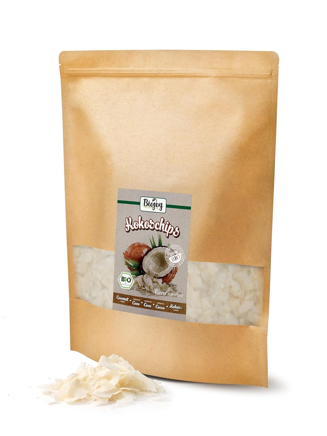 Biojoy chips de coco seco ecológico (1 kg), sin azúcar y sin freír Productos deshidratados Naty Shop