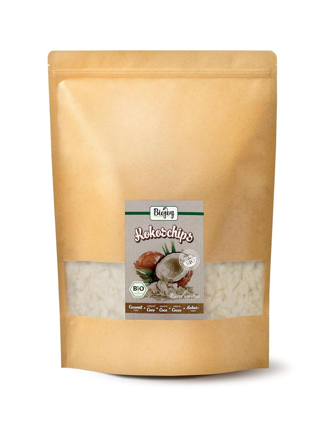 Biojoy chips de coco seco ecológico (1 kg), productos deshidratados sin azúcar y sin freír Naty Shop 1 kg (1 pack)