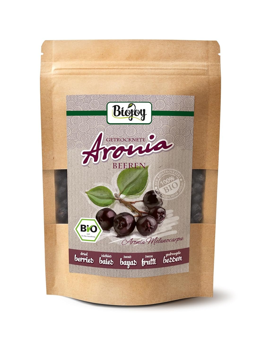 Biojoy frutos de aronia ecológicos (1 kg), secos y enteros (Aronia melanocarpa) Productos deshidratados Naty Shop 250 G