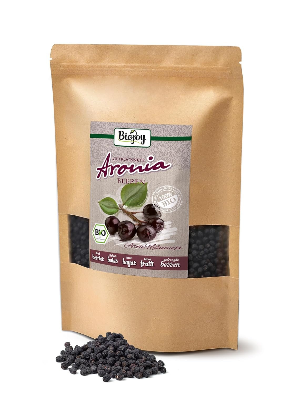 Biojoy frutos de chokeberry ecológicos (1 kg), secos y enteros (Aronia melanocarpa) Productos deshidratados Naty Shop