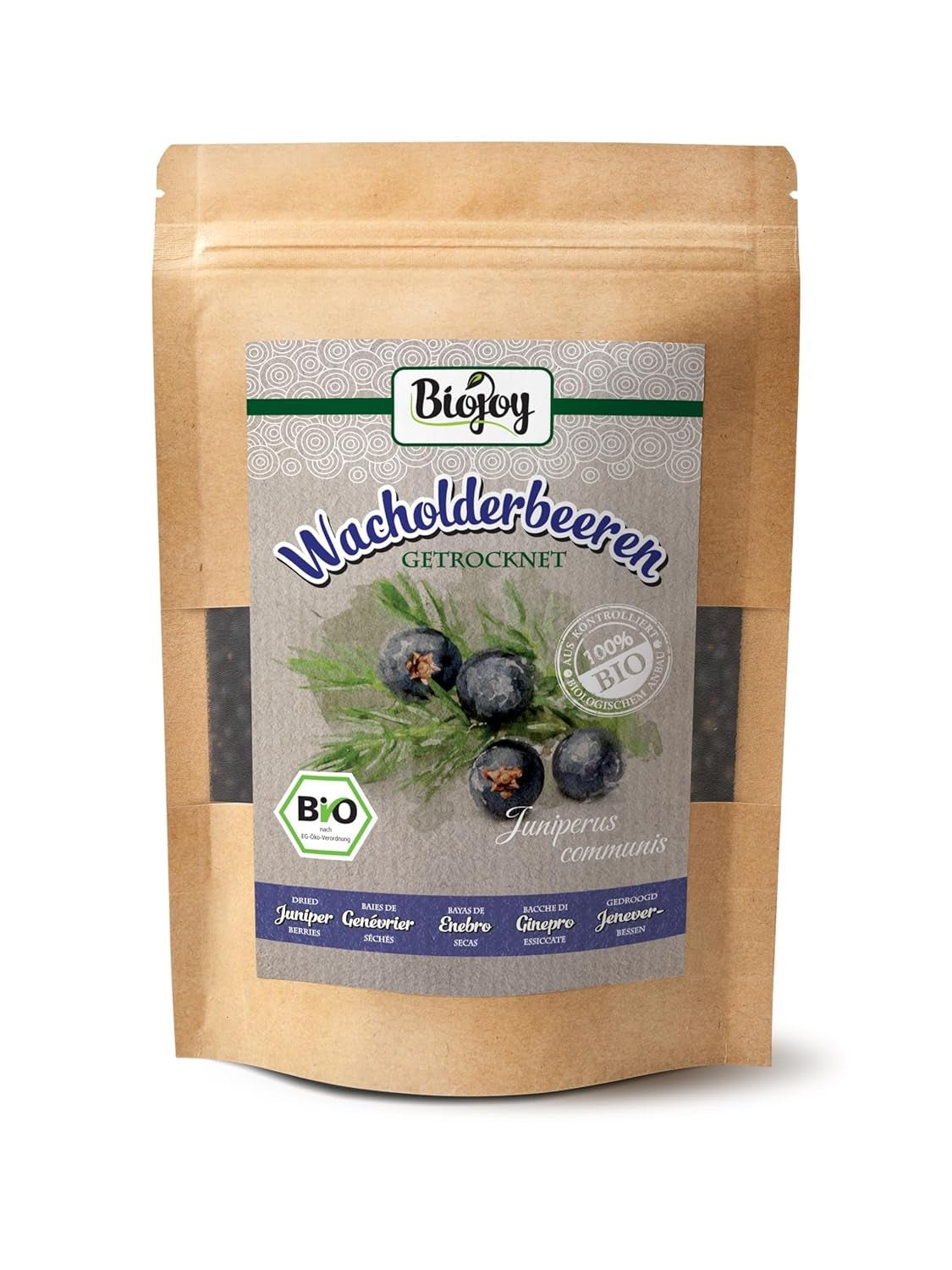 Biojoy frutos de enebro ecológicos (250 g), secos y enteros, sin añadidos (Juniperus communis) Productos deshidratados Naty Shop 100 gr