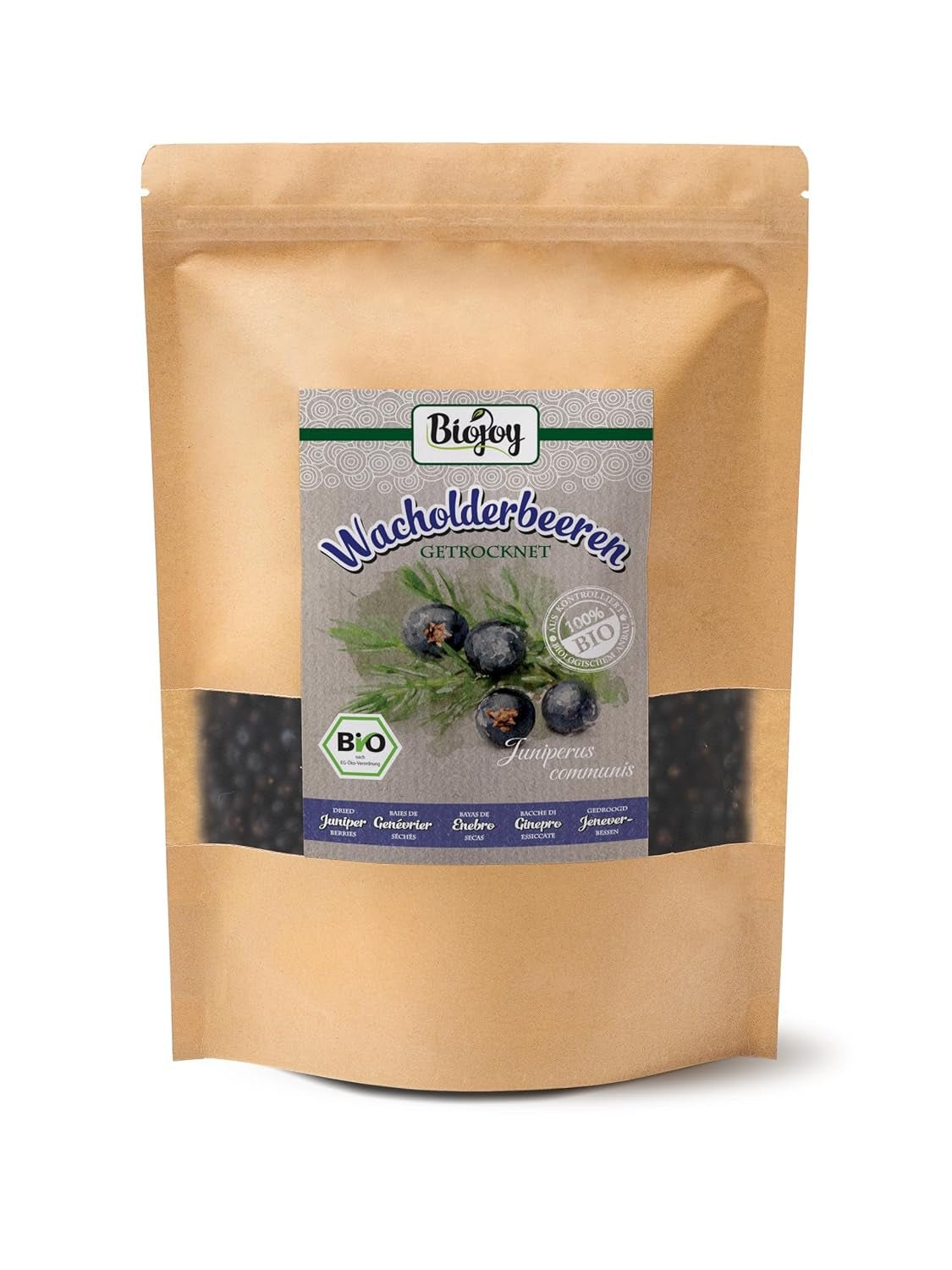 Biojoy fruto de enebro ecológico (250 g), seco y entero, sin añadidos (Juniperus communis) Productos deshidratados Naty Shop 500 G (1 pack)