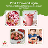 biolla food fresas enteras secas, 0,5 kg, 100% natural. Meriendas saludables para niños. Ideal para batidos, muesli de avena, té y gachas. Larga vida útil. VEGANO, SIN GLUTEN, COMIDA CRUDA Naty Shop Productos Deshidratados