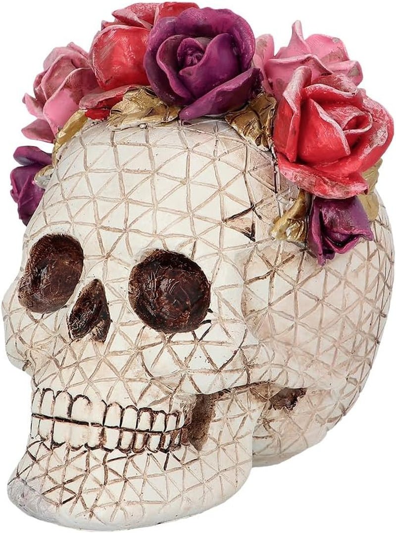 Boland 73089 - Decoración Calavera con Rosas, Calavera con Corona de Flores, Decoración de Mesa para Halloween y Carnaval, Estatuillas y Esculturas del Día de los Muertos Naty Shop Default Title