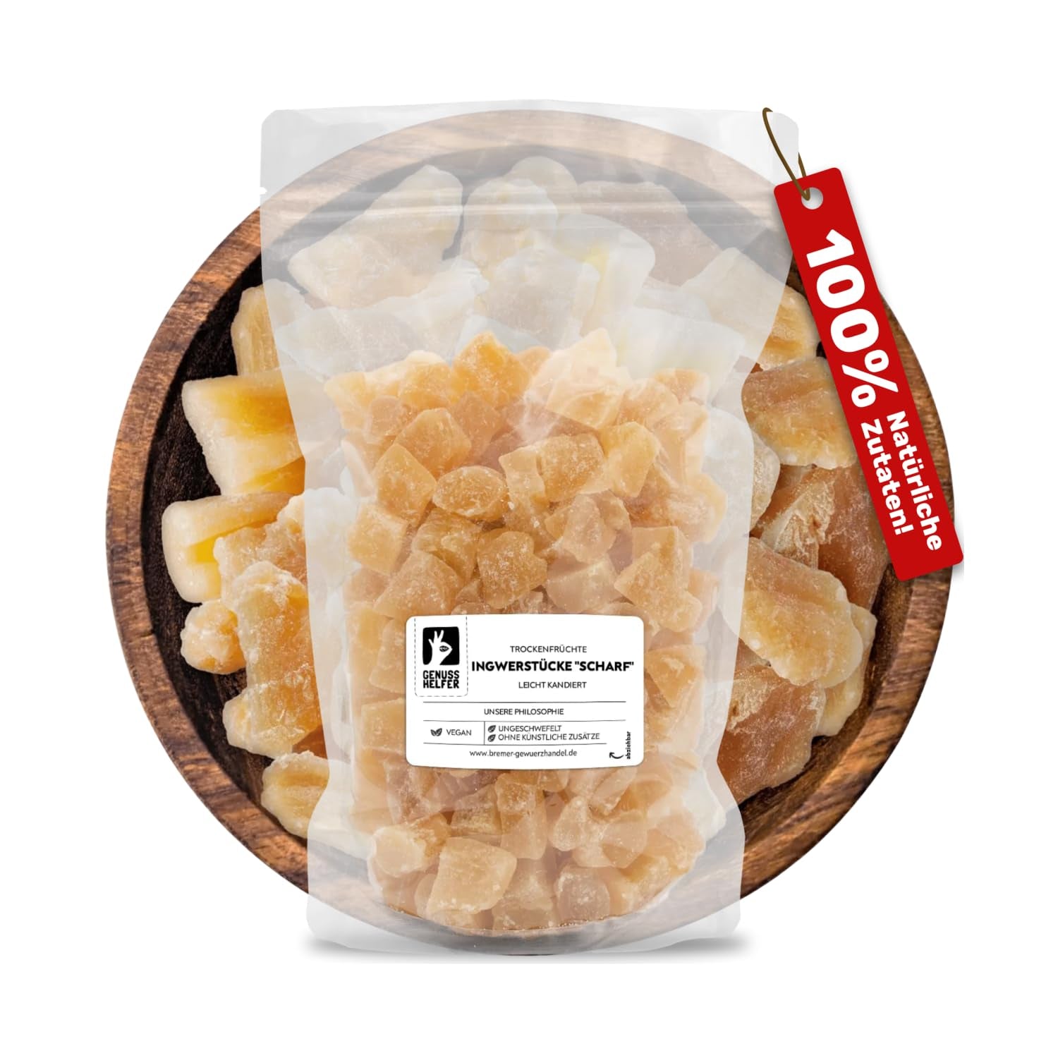 Bremer Gewürzhandel jengibre, trozos de frutos secos especiados, aromáticos, especiados, sin azufre, 1kg Productos secos Naty Shop 1kg (1 paquete)