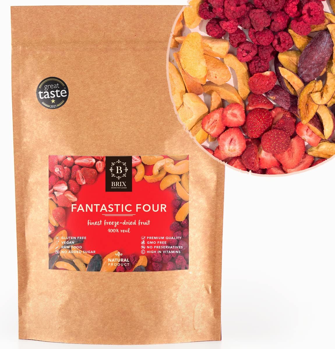 Brix Fruta Liofilizada Los Cuatro Fantásticos (80g) - Precio buen sabor, snack delicioso y saludable, seco crujiente, rico en vitaminas Productos deshidratados Naty Shop Título predeterminado
