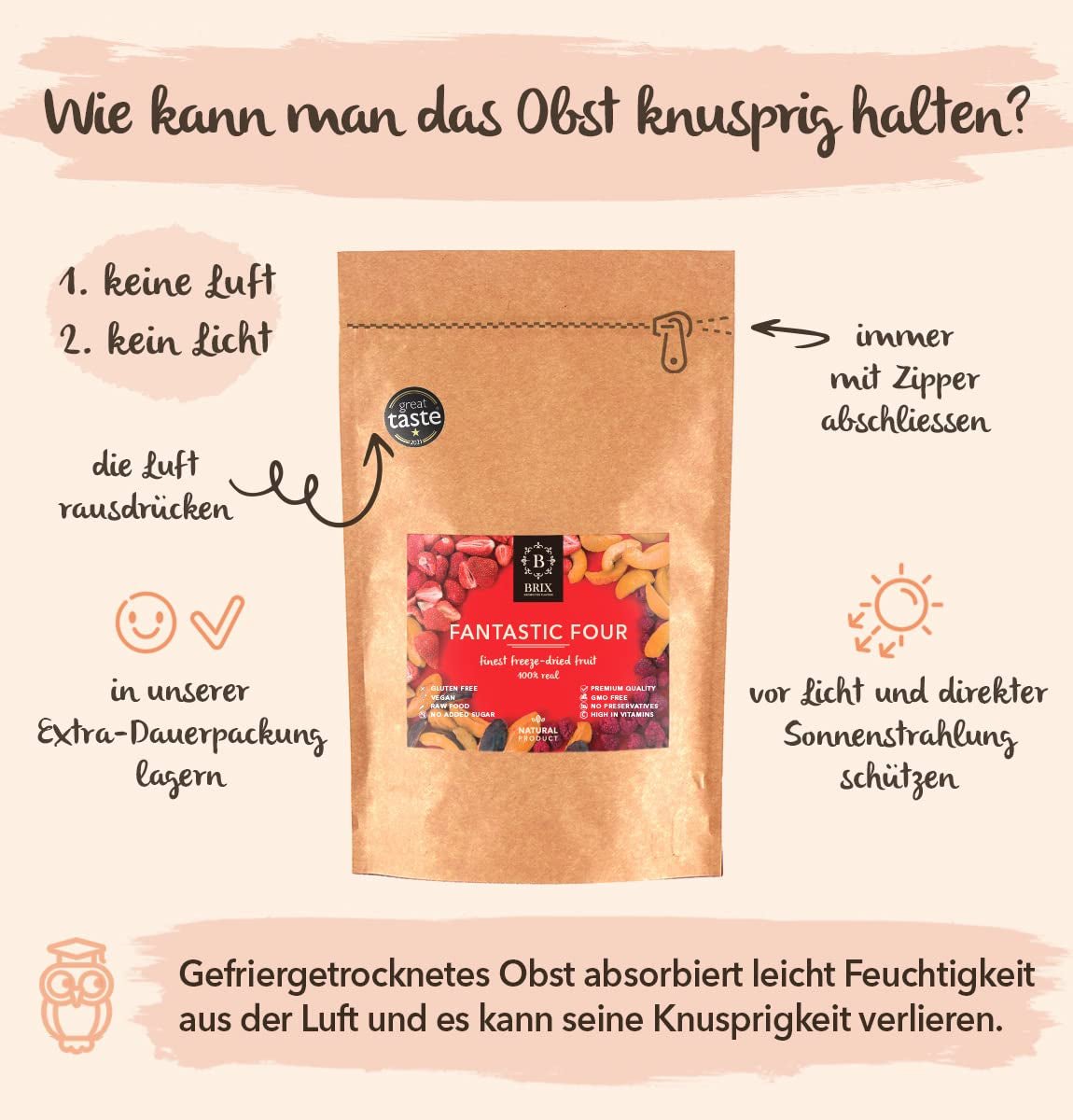 Brix Fruta Liofilizada Los Cuatro Fantásticos (80g) - Precio buen sabor, snack delicioso y saludable, seco crujiente, rico en vitaminas Naty Shop productos deshidratados