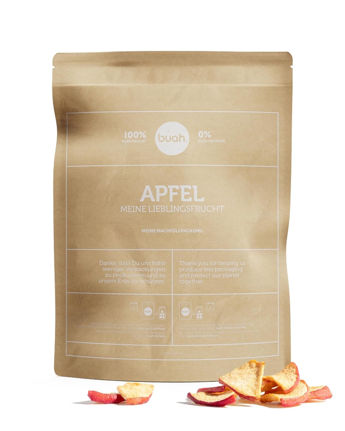 BUAH® Manzanas liofilizadas ecológicas | Manzanas ecológicas liofilizadas sin azúcares añadidos | 100% fruta liofilizada (vegana sin gluten y sin lactosa) | Snack ideal (110g) Naty Shop productos deshidratados 308 G
