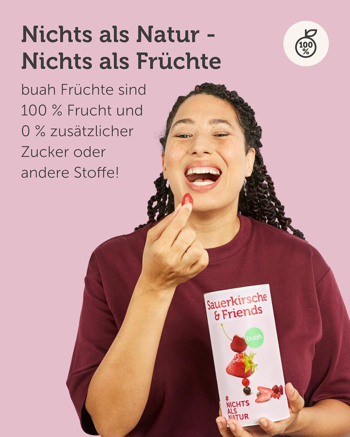 BUAH® Mezcla de frutas liofilizadas | cerezas, fresas, grosellas rojas y negras liofilizadas sin azúcar añadido | 100% fruta | vegano, sin gluten, sin lactosa (128g) Naty Shop productos deshidratados
