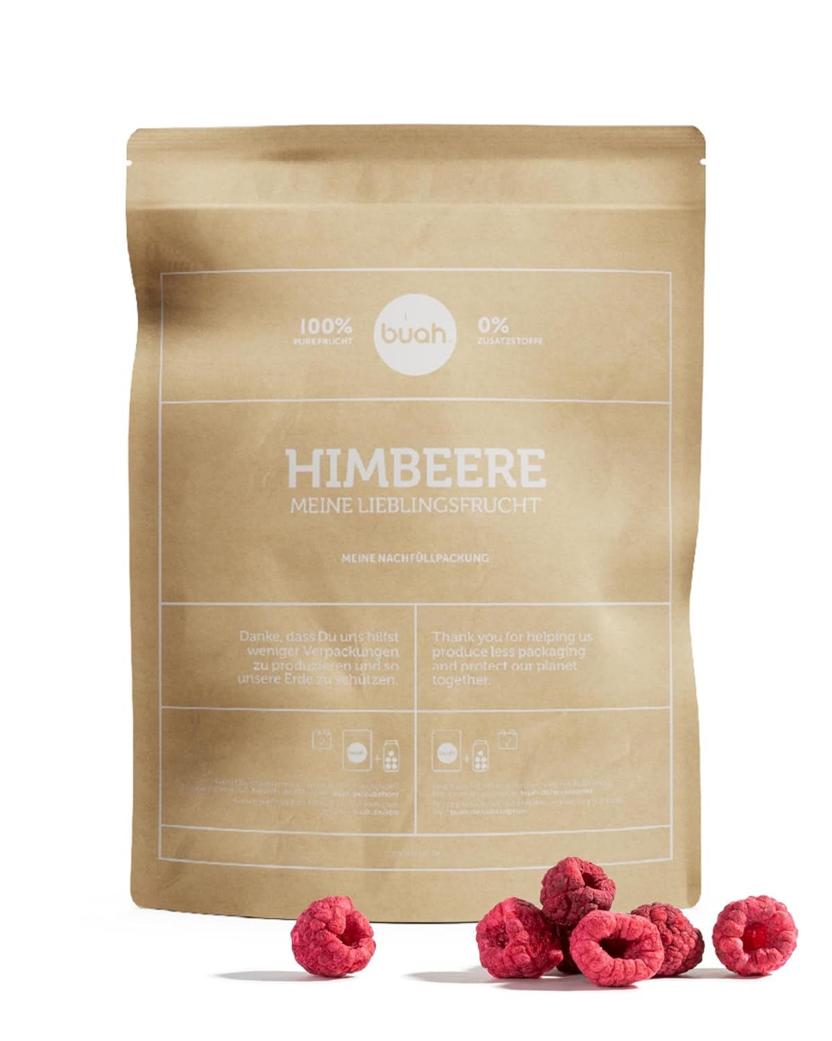 BUAH® Frambuesa liofilizada ecológica | chips de frambuesa como snack, para muesli y postres | sustituto ideal de los dulces | vegano y sin azúcares añadidos | 120g Naty Shop productos deshidratados 224 G