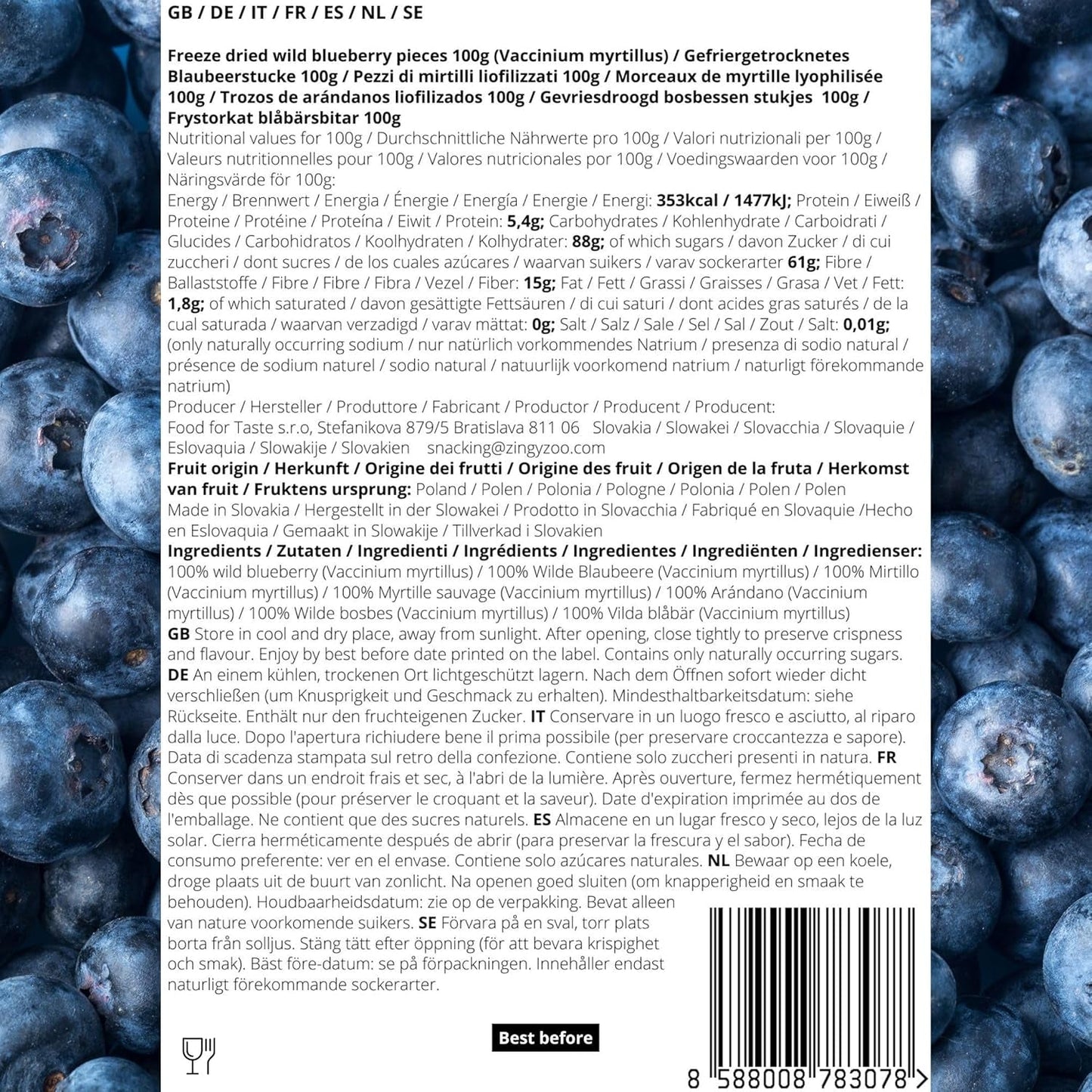 Trozos de arándanos secos | 100% arándanos silvestres liofilizados Vaccinium Myrtillus | Arándano Silvestre en Polvo Fruta de Arándano en Polvo Liofilizado Arándanos Secos Liofilizados Productos Deshidratados Naty Shop