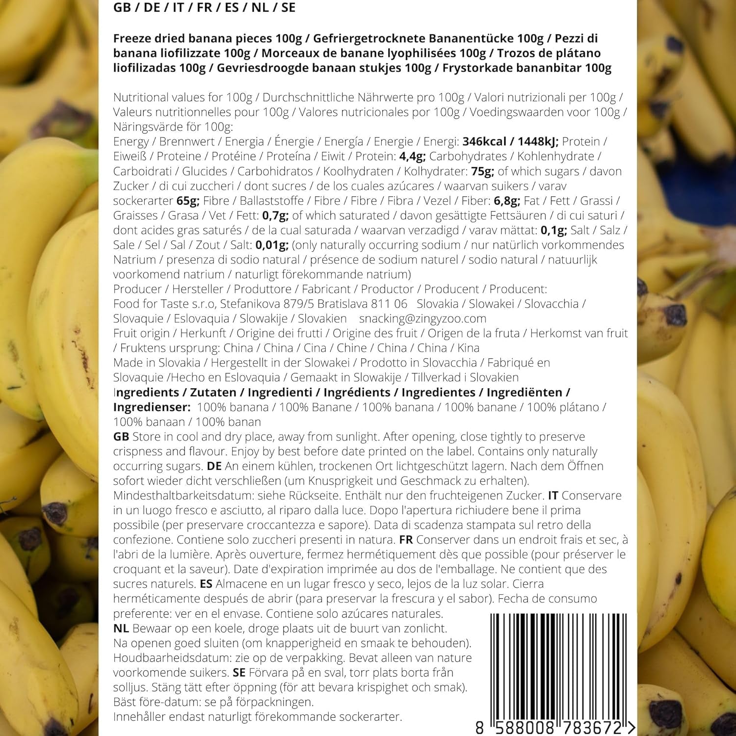 Trozos de plátano liofilizados | Plátanos secos sin azúcar | Plátanos liofilizados Plátanos con frutos secos | Plátanos frescos liofilizados | Trozos de plátano con fruta liofilizada Naty Shop productos deshidratados