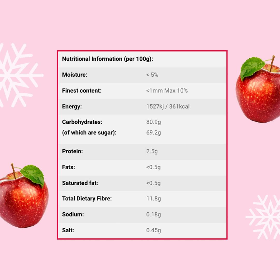 Manzana liofilizada trozos 100g - Frutas liofilizadas - Frutas secas liofilizadas - Manzanas secas - Perfecta para repostería, decoración de tartas, snacks, muesli y postres Productos deshidratados Naty Shop