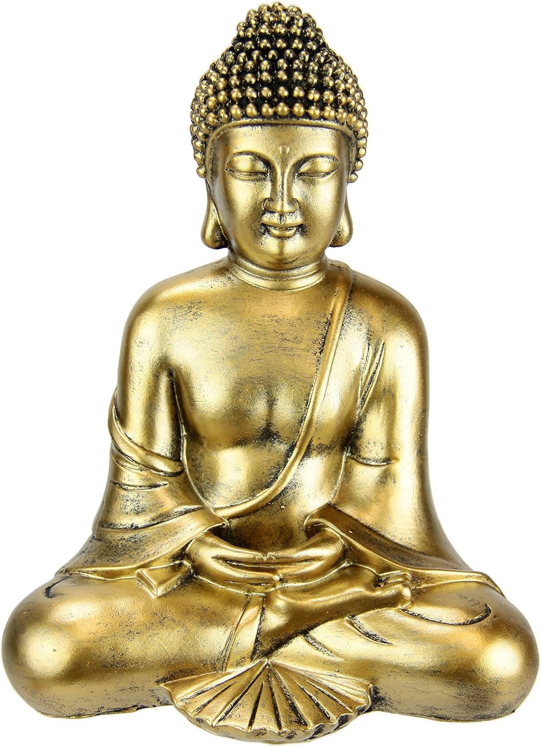 Figura de Buda meditar sentado estatua figuras escultura busto estatua ornamento Figura de Buda Decoración Feng Shui jardín terraza balcón decoración Estatua de Buda accesorio para el hogar Escultura de Buda figura de jardín Estatuillas y esculturas Naty Shop Colocación en oro oscuro