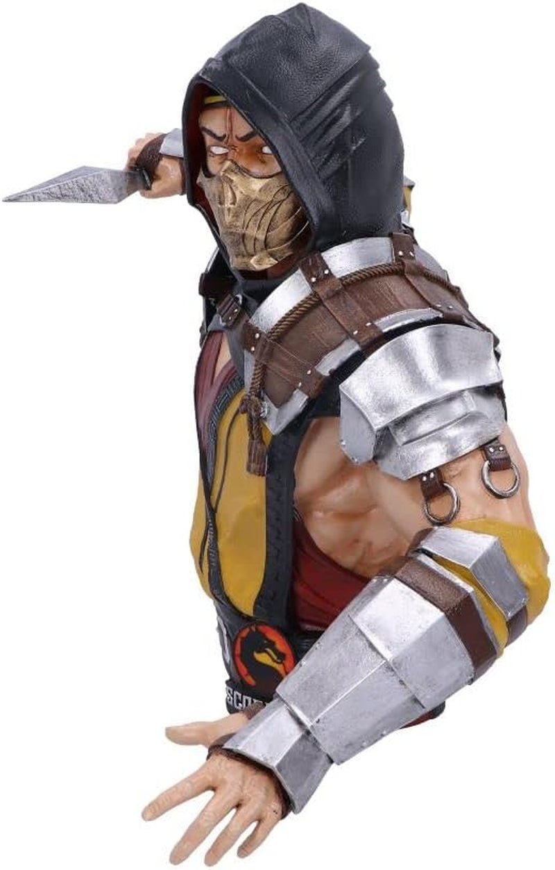 Busto de Escorpión de Mortal Kombat con Licencia Oficial, Amarillo, 29,5 cm, Estatuillas y Esculturas de Resina Sintética Naty Shop