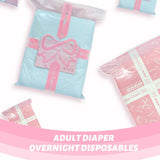 CutiePlusU Pañales para adultos, superficie seca, máxima absorbencia durante la noche, pañal desechable para incontinencia, azul, paquete de 2 (mediano 71-96 cm)