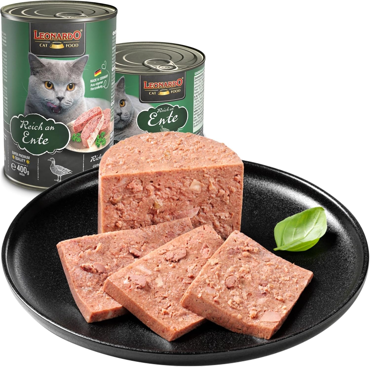 LEONARDO Comida Húmeda [6x800g Pato] | Comida húmeda para gatos sin cereales | Conservas Húmedas Completas