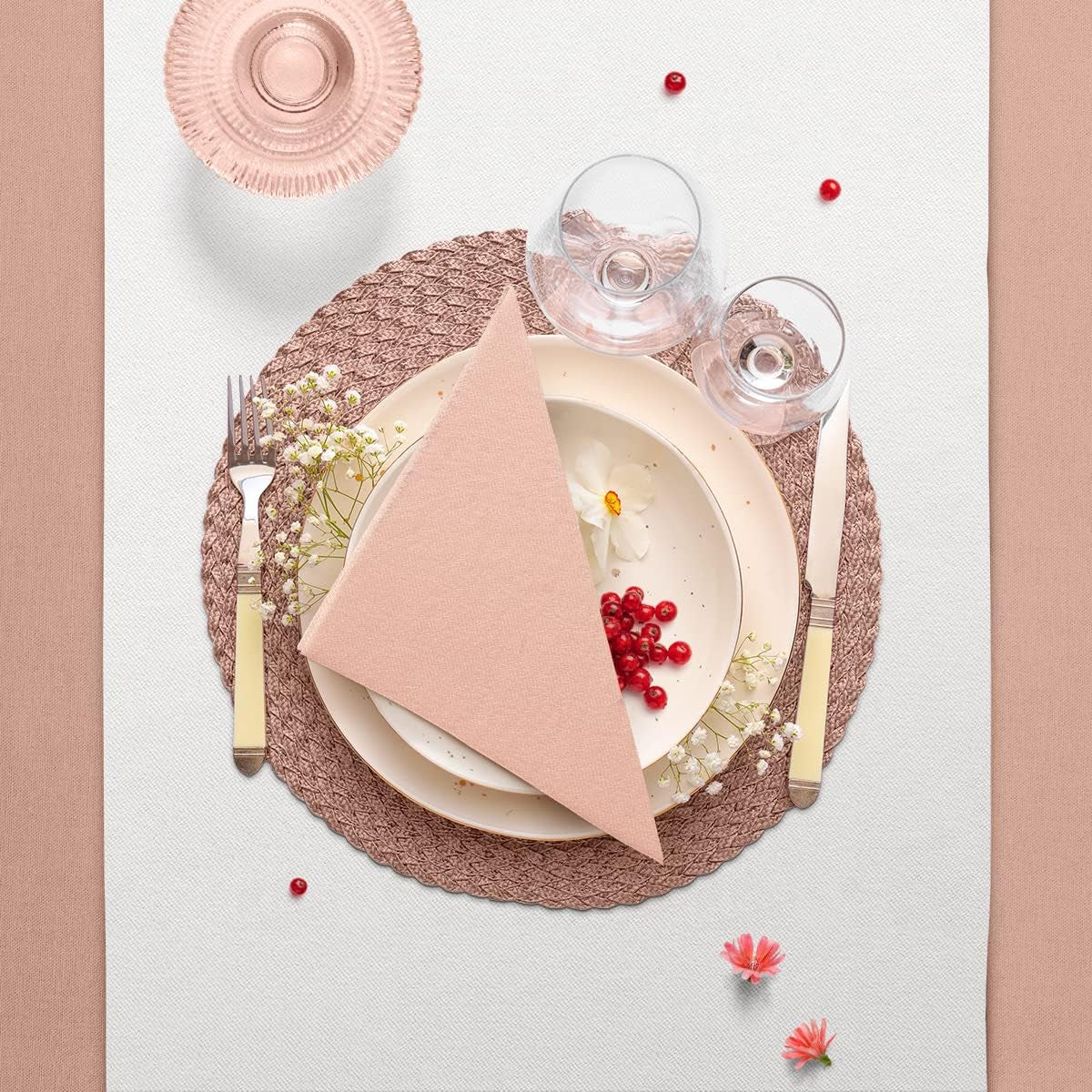 PAW - Servilletas Airlaid (40 X 40 Cm) I 50 piezas I Unicolor I Similar a tela I Decoración de mesa elegante I Horeca I Para ocasiones importantes como bodas, fiestas, Navidad I Unicolor: Rosa
