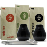 Juego de mate para dos, orgánico ● 2 tazas de mate + 2 bombillas + 300 g de mate + instrucciones de preparación
