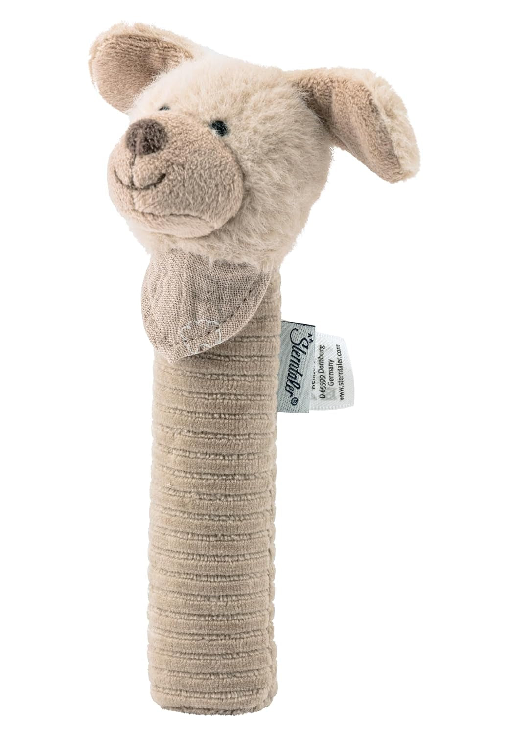Sterntaler Perro chirriador para bebé Lucky - Juguete para bebé de material suave y esponjoso con cordón - Juguete para atrapar a los niños - Primeros intentos de atrapar y jugar, gris-beige Bebe Toys Naty Shop Default title