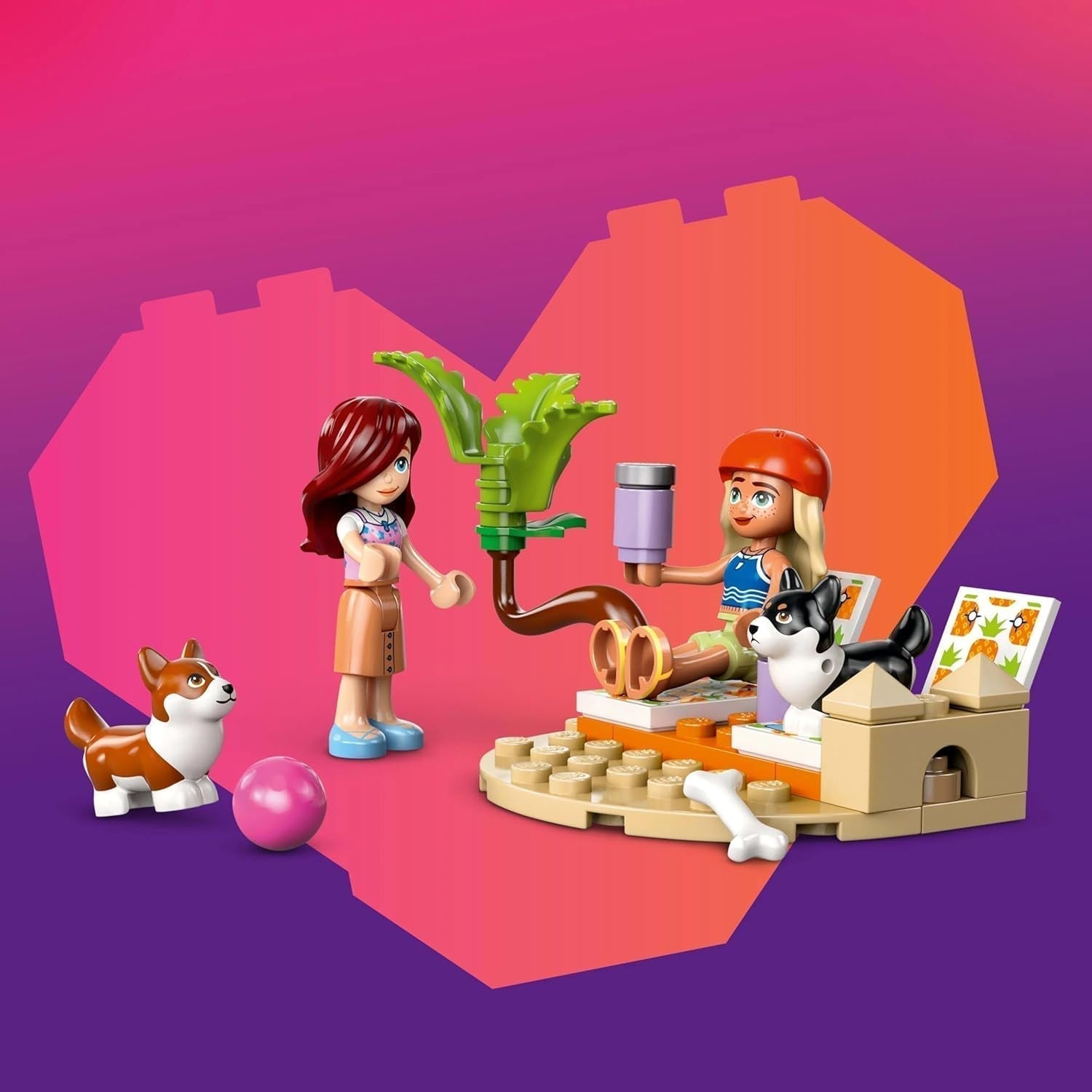 LEGO Friends Aventura en la playa con perros, juguete de construcción para niñas de 6 años, juego de animales con 2 minifiguras y 2 figuras de Corgi, regalo creativo para niños, juego de construcción de aventura con tabla de surf 42641 Juegos de construcción Besuche den LEGO-Store