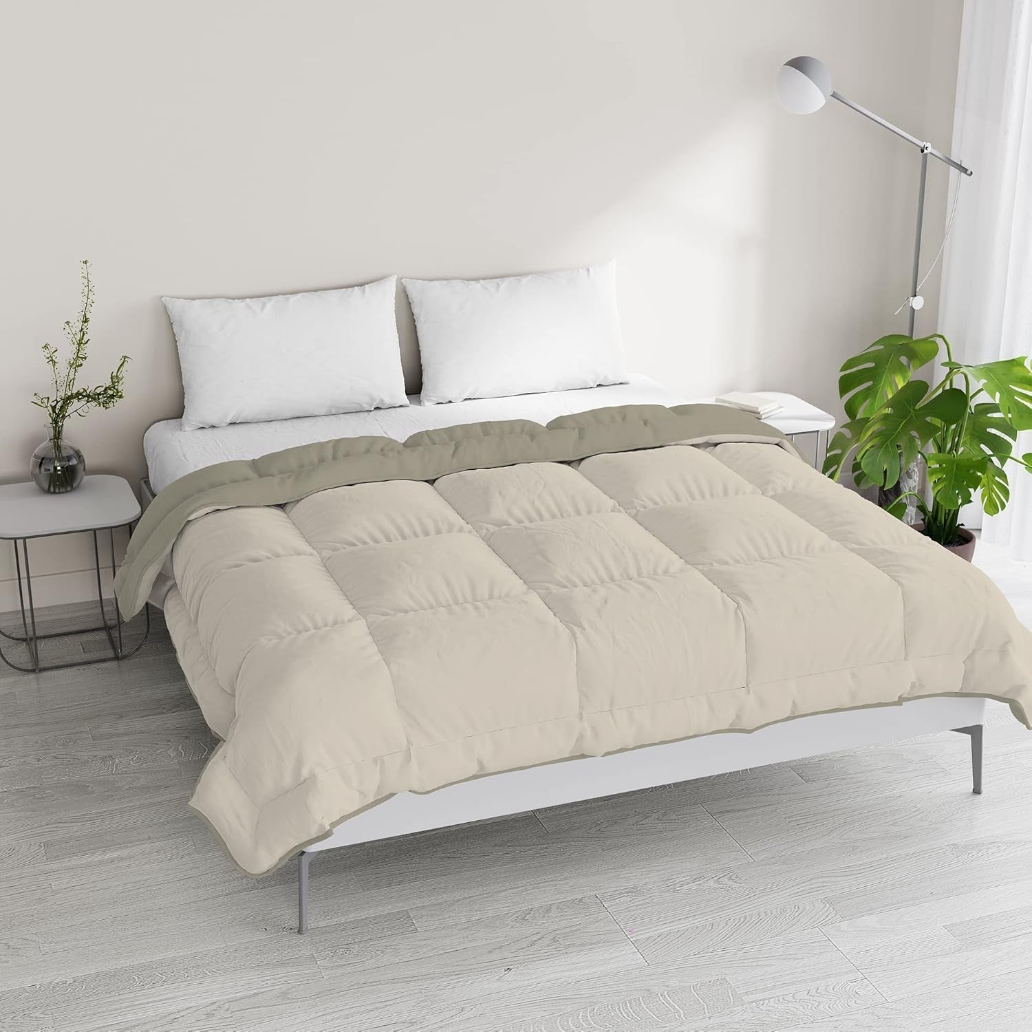 Ropa De Cama Italiana, Edredón De Invierno, Taupe/Crema, 250X200Cm Edredones y edredones Naty Shop