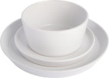 Vajilla Sofia Coupe, servicio para 4 personas (12 piezas), blanca con lunares
