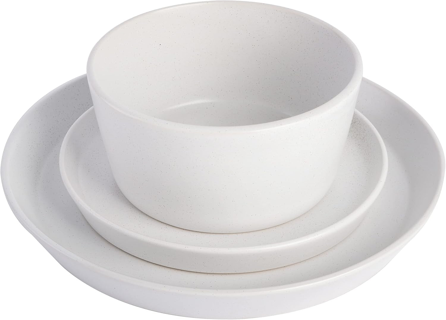 Vajilla Sofia Coupe, servicio para 4 personas (12 piezas), blanca con lunares