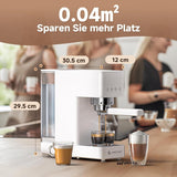 AMZCHEF Cafetera Espresso 20 Bar, Pantalla LED, Espumador de Leche Profesional y Lanza de Vapor de Acero Inoxidable, Tanque Extraíble de 1,5 L, Calentamiento Rápido 1350W, Blanca