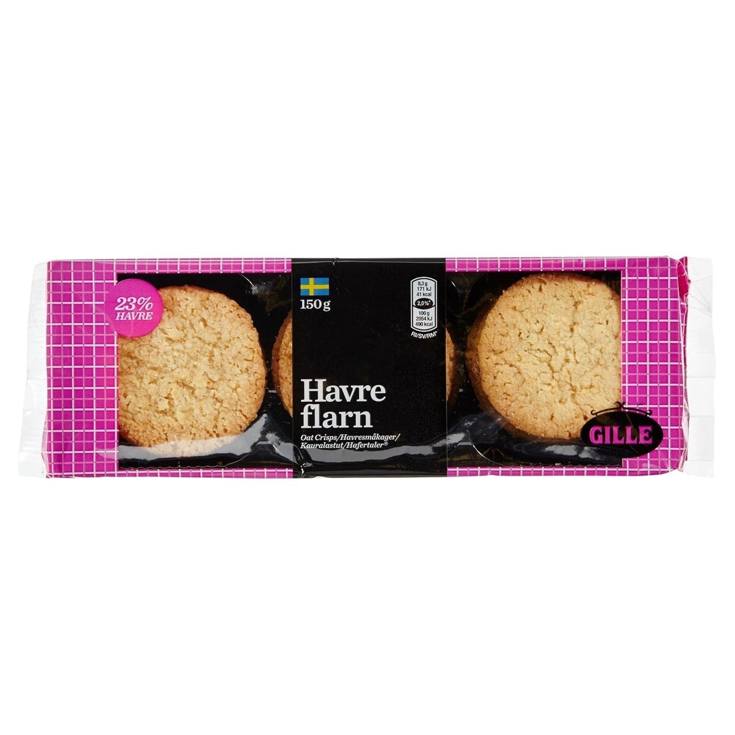 Galletas de avena suecas Gille, 150 g (paquete de 1)