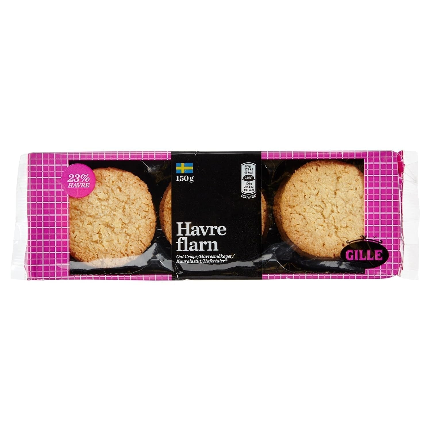 Galletas de avena suecas Gille, 150 g (paquete de 1)