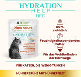 Almo Nature HFC Hydration Help Comida húmeda para gatos - Sopa de pollo y filetes de pollo - Apto para uso humano, Sin gluten, Monoproteína, 50 g, 24 piezas, 1,2 kg