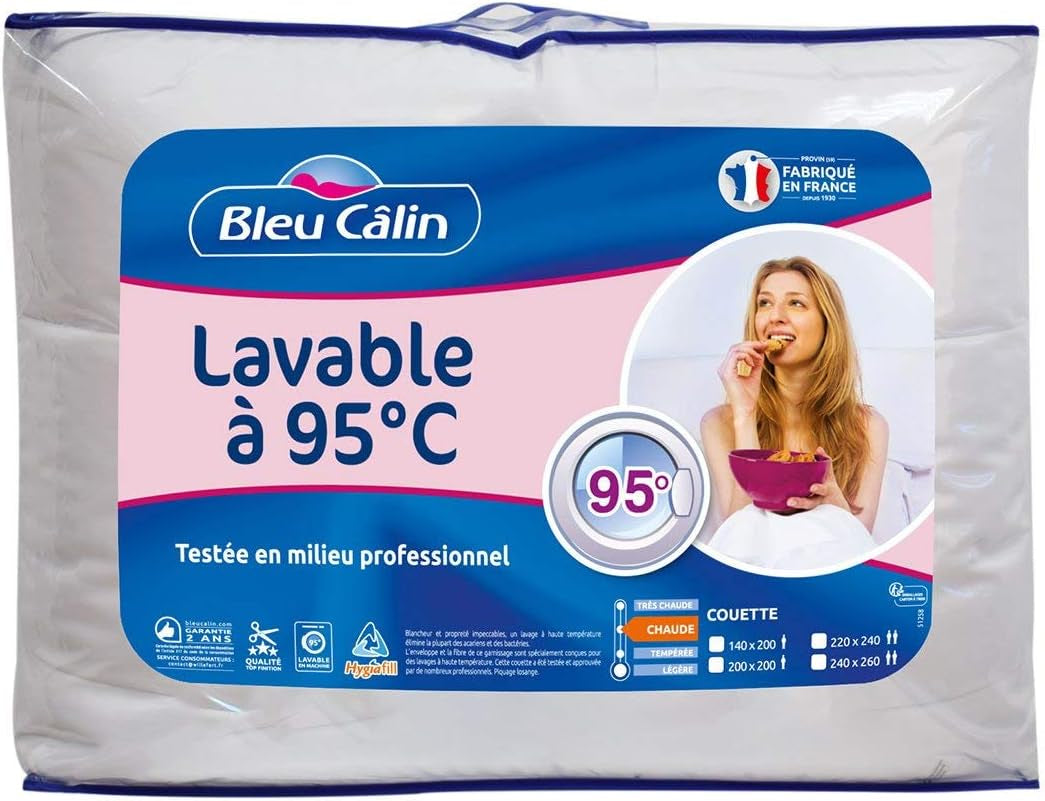 Edredón calentito para 1 persona, Hygiafill lavable a 95°, testado profesionalmente, blanco, 140X200Cm, KBOB40 Edredones y edredones Naty Shop