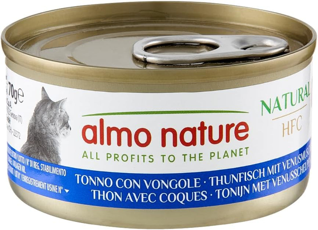 Almo Nature HFC Comida húmeda natural para gatos - Atún con almejas, paquete de 24 (24 x 70 g)