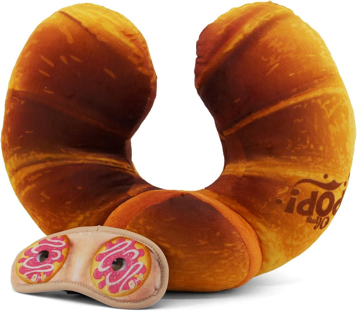 Almohada para el cuello y antifaz Croissant, naranja Naty Shop Almohadas de viaje