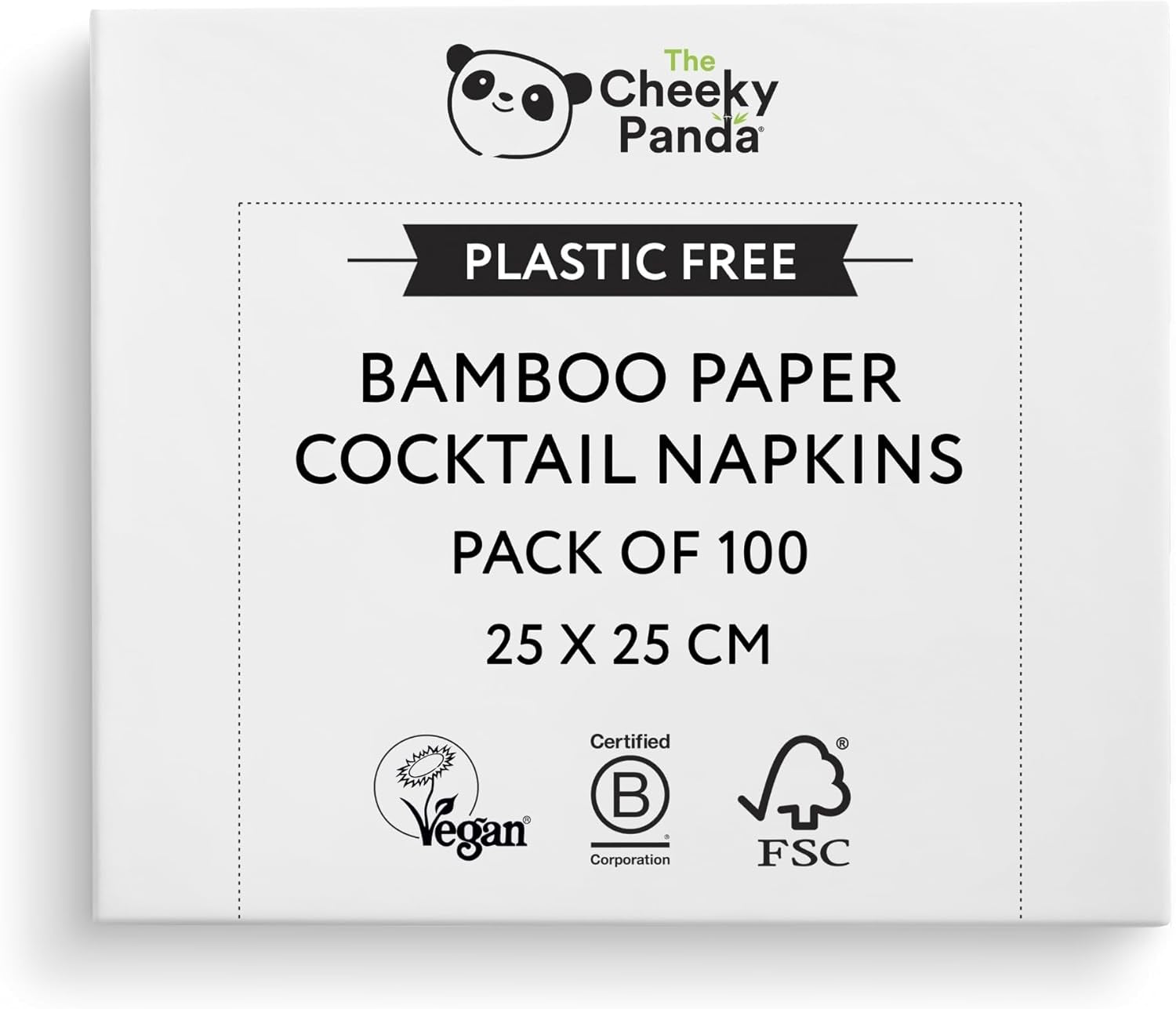 Servilletas de cóctel de bambú The Cheeky Panda | servilletas blancas 100 piezas servilletas de papel